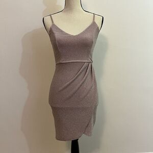 Lulus S Dress Light Pink Glitter Sparkle Bodycon Spaghetti Strap Glam Party